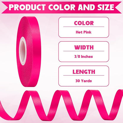 3/8In 30Yards Rose Red Thin Ribbon - Image 2