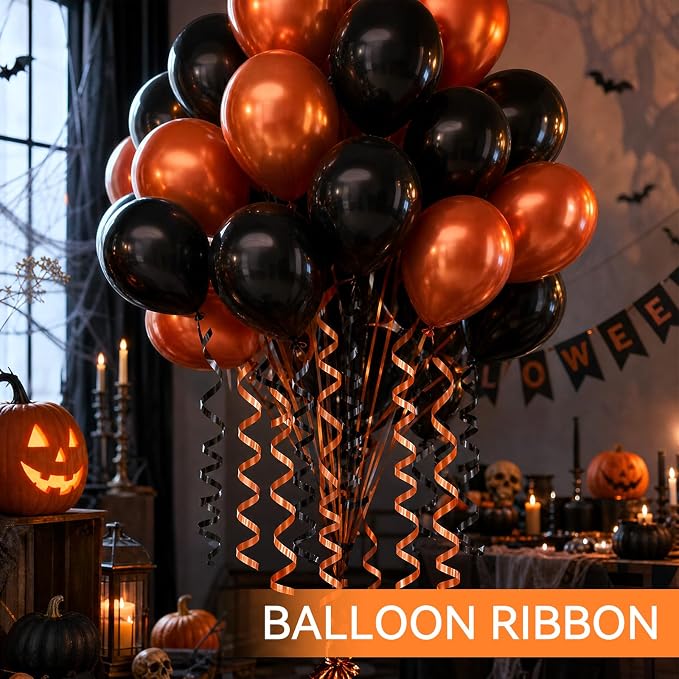 TONIFUL 500 Yards Shiny Black Orange Curling Ribbon Balloon String | Balloon - Image 4