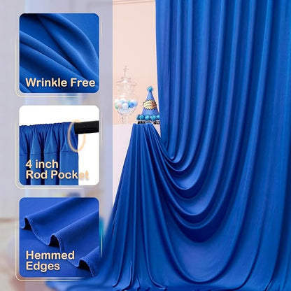50ft x 12ft Wrinkle Free Royal Blue Backdrop Curtains - Image 2