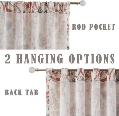 Kayne Studio Navy Red Floral Botanical Rod Pocket Light Filtering Curtains | - Image 4