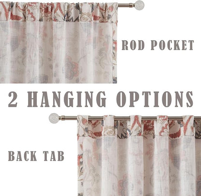 Kayne Studio Navy Red Floral Botanical Rod Pocket Light Filtering Curtains | - Image 4