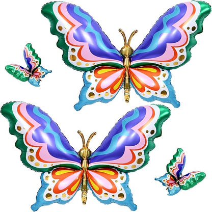 44" Giant Rainbow Butterfly Foil Balloons, Big Multicolor Butterfly Inflatable by Paeyeq