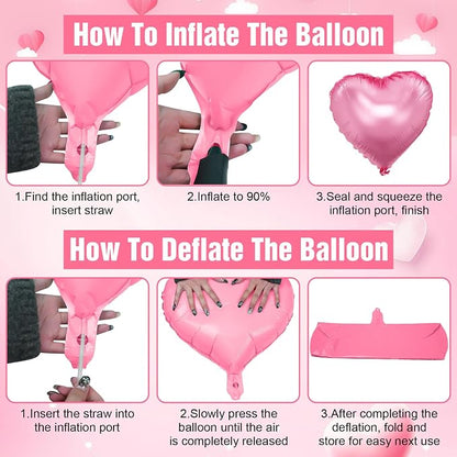 Pink Heart Balloons, 18Inch Pearl Pink Helium Balloon - Image 7