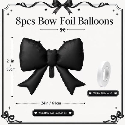 8Pcs Black Bow Foil Balloons, 21Inch Black Bow Shaped Balloons - Image 2