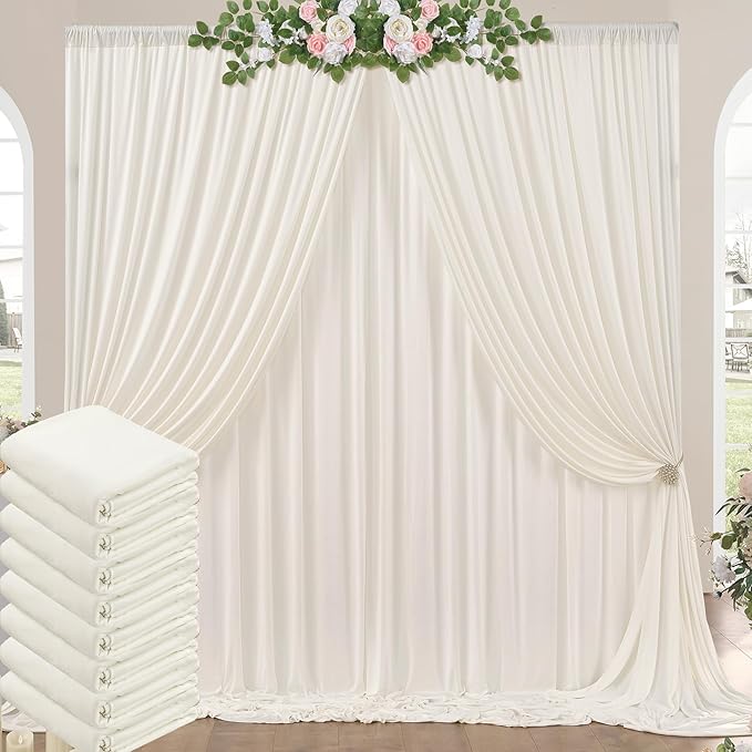 40ft x 10ft Wrinkle Free Ivory Backdrop Curtains by ENJOYYOURPARTY
