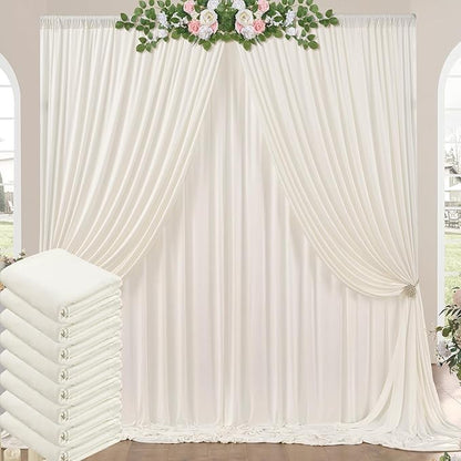 40ft x 10ft Wrinkle Free Ivory Backdrop Curtains by ENJOYYOURPARTY