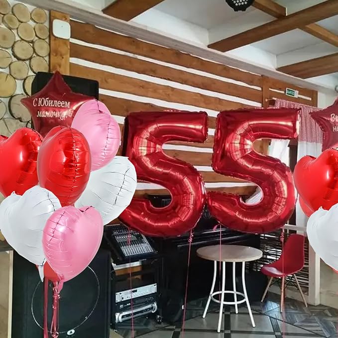TONIFUL 30 Pcs 18 Inch Red Pink White Heart Shape Foil Mylar Balloons | Helium - Image 6