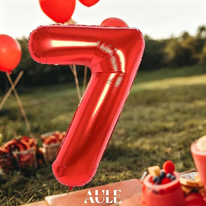 AULE 40 Inch Red 7 Balloon Number Foil 0-9 Birthday Big Numbers | Birthday - Image 2