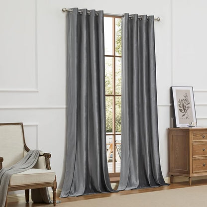 BULBUL Velvet Grey Blackout Curtains 96 inch Long - Image 7