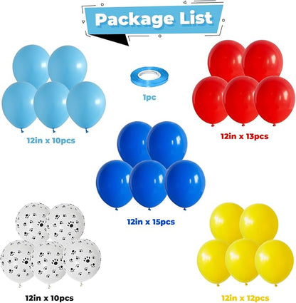 Red Yellow Blue Balloons Puppy Dog Paw Print Balloon 60pcs 12inch Latex Helium - Image 2