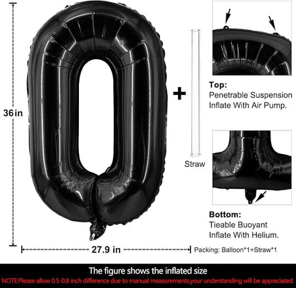 Lovoir 40 Inch Large Black Letter O Balloons Big Size Jumbo Mylar Foil Helium - Image 2
