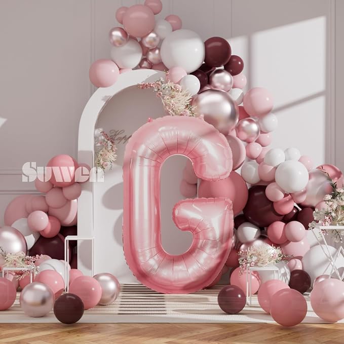 SUWEN 40 Inch Pink Large G Letter Balloons Big Foil Helium A-Z | Jumbo Mylar - Image 4
