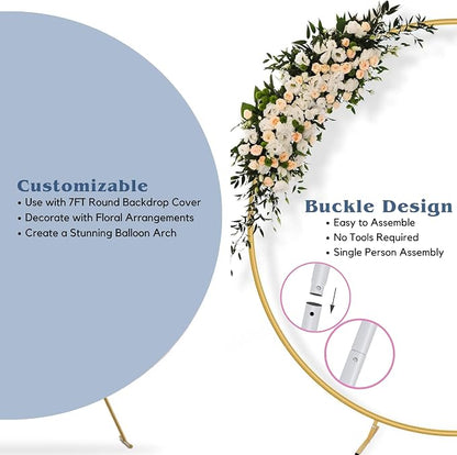 7.2 Ft Round Balloon Arch stand Gold Backdrop Frame - Image 3