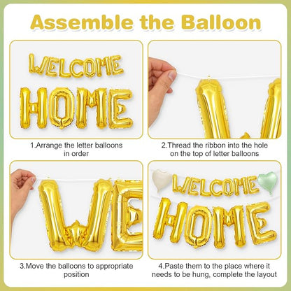 Welcome Home Balloons Green Gold, 40Inch HOME and 16Inch Welcome Foil Balloons - Image 7