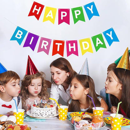 Rainbow Happy Birthday Banner Colorful Birthday Flag Bunting - Image 5