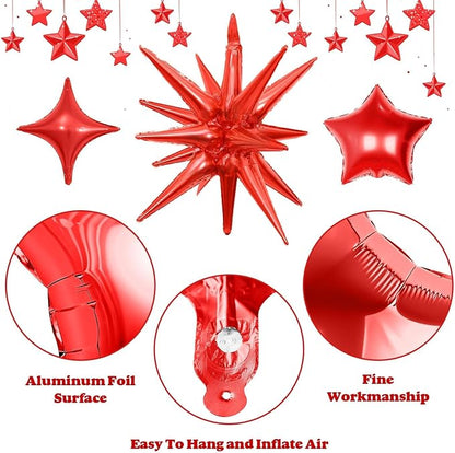 14pcs Blue Red Silver Star Balloons, Mixed Star Foil Balloon, 22Inch Explosion - Image 7