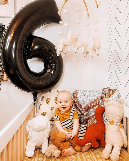 6 Balloon Numbers Birthday Decorations, 40In Black Balloons - Image 3