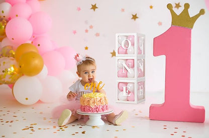 Baby Girl First Birthday Party Decorations 'ONE' Letters Individual Three White - Image 4