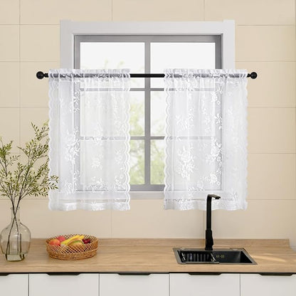 SEEKRIGHT White Kitchen Cafe Curtains - Image 2