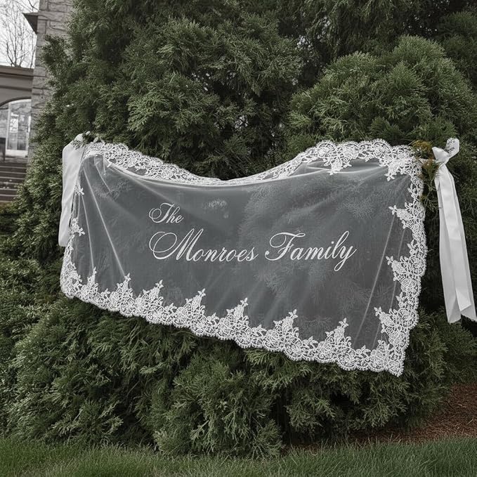 Personalized Sheer Wedding Banner by Raipile