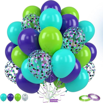 Green Purple Teal Balloons by Sowide