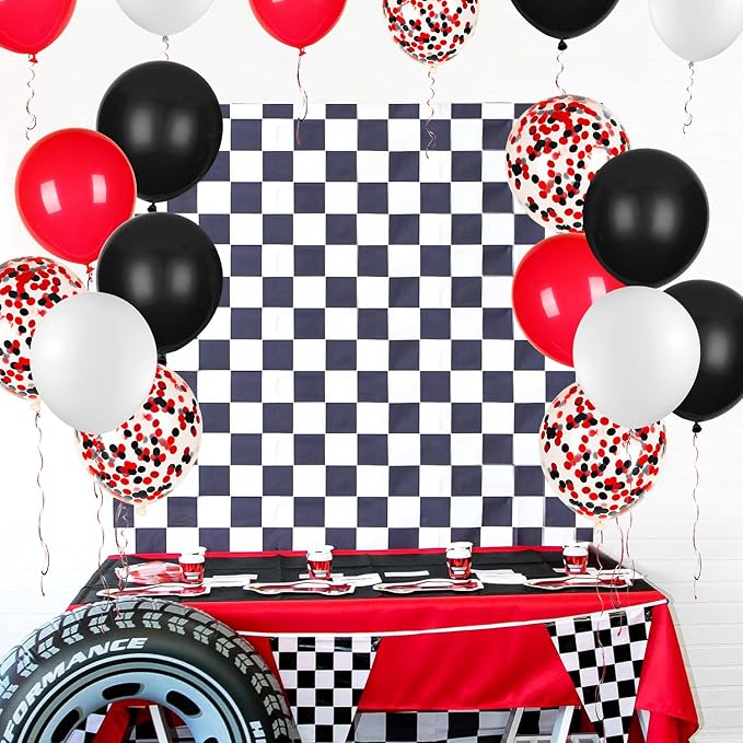 80Pcs Red White and Black Latex Balloons - Image 8