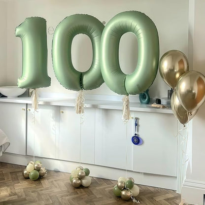 Sage Green 3 Number Balloon, Olive Green 3 Balloons 40 Inch Large Helium Foil - Image 6