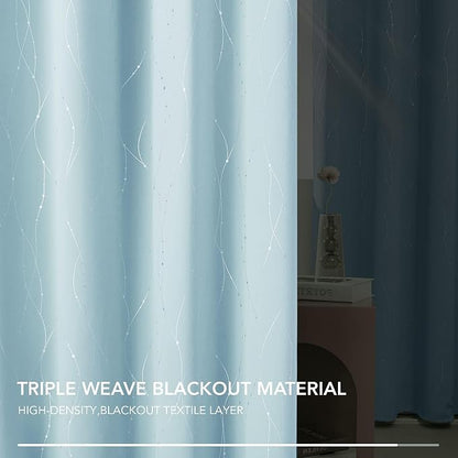 Deconovo Blackout Curtains, Light Blue Thermal Grommet Drapes, Room Darkening - Image 8