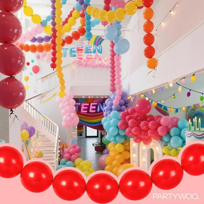 PartyWoo Rainbow Linking Balloons 100pcs 6 Inch Multicolor Link Balloons | - Image 3