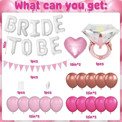 Pink White Bachelorette Party Decorations, Hot Pink Rose Gold Balloons - Image 2