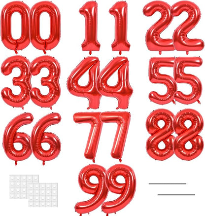 TONIFUL 20 Pcs Number Balloon 2 Set 16 Inch Red 0-9 Numbers Balloons | Small by TONIFUL