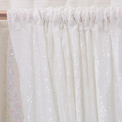 Poise3EHome White Sequin Backdrop Curtains, 2 Panels 2FTx8FT Glitter Background - Image 6