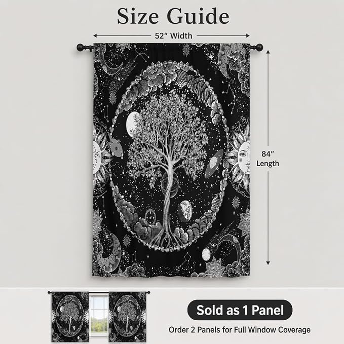 HMS Happy Memories Door Curtain, Tree of Life, 1 Panel | Rod Pocket, Thermal - Image 6