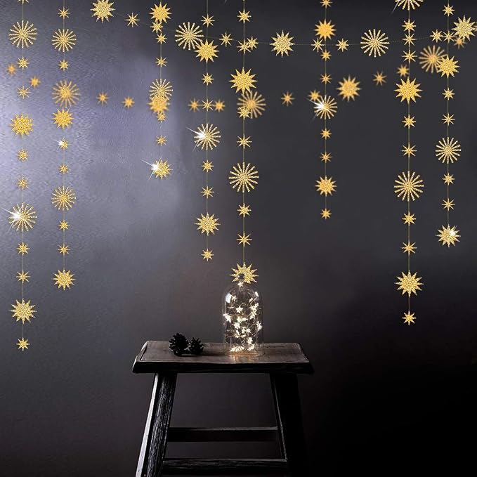 pinkblume Gold Star Party Decorations Kit Sparking Twinkle Star Garland Glitter by pinkblume