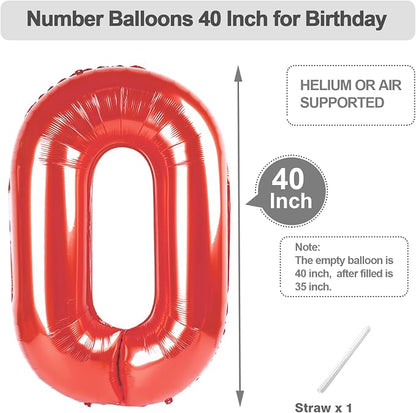 Numbers 30 Balloon 40Inch Red Balloons - Image 5