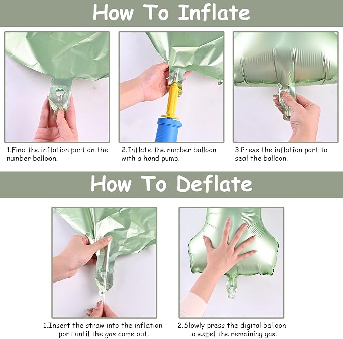 Sage Green Number 3 Balloon, 40In Large Foil Number Balloons Set 0-9 - Image 7