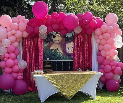 Poise3EHome Hot Pink Sequin Backdrop Curtains, 4 Panels 2FTx8FT Glitter - Image 3