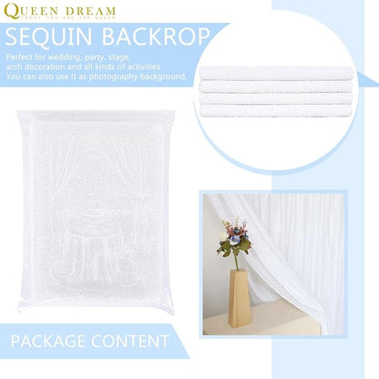 White Sequin Backdrop Curtain 7ft x 7ft Party Backdrop - Image 8