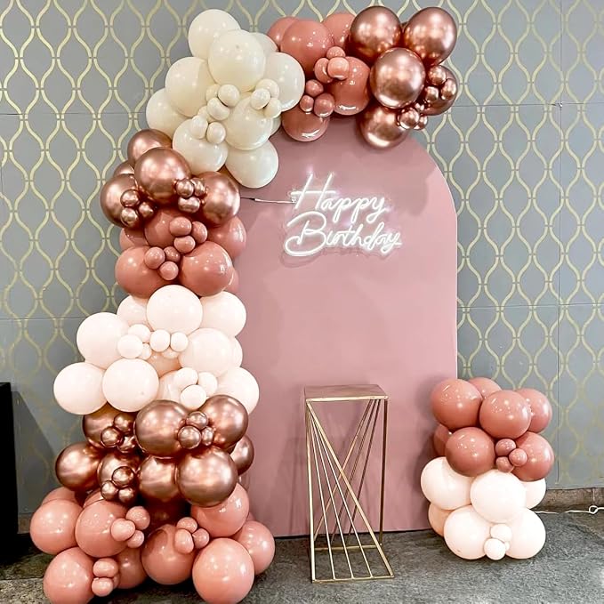 Dusty Pink White Rose Gold Balloons Arch Kit - Image 5