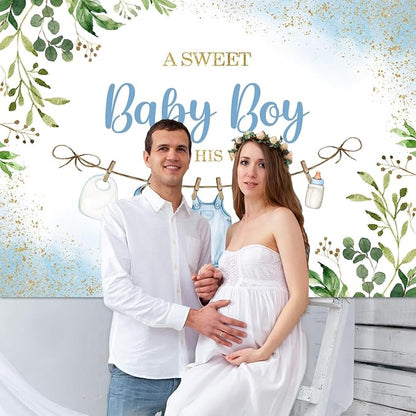InMemory Boy Baby Shower Backdrop Oh Baby Clothes Welcome Newborn Party - Image 4