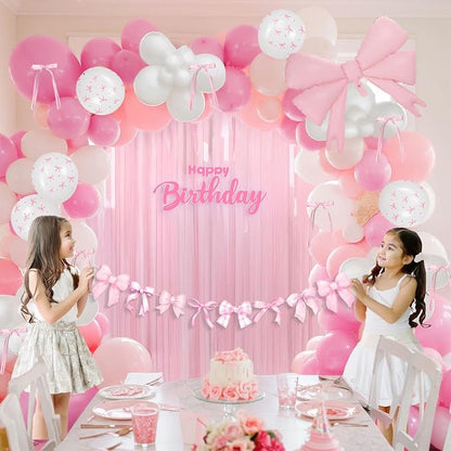 Pink White Bow Birthday Decorations - Image 5