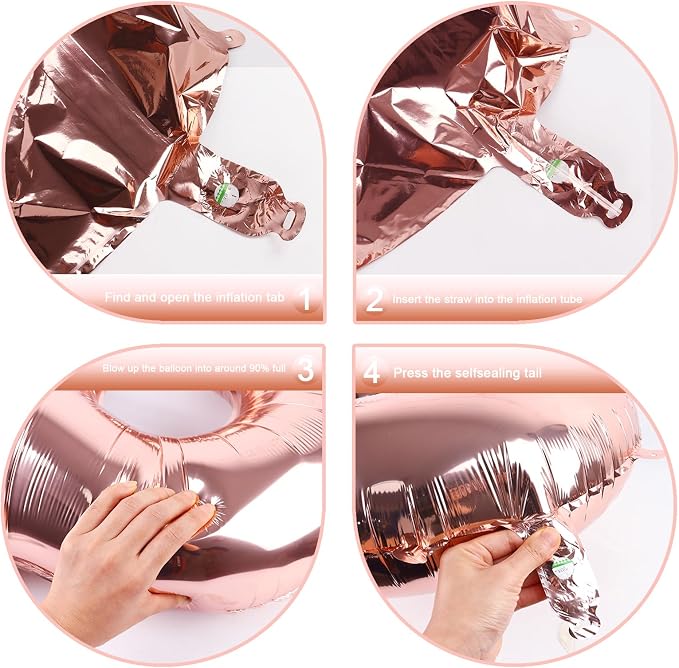 Rose Gold Number 4 Balloon 40 inch, Balloon numbers party supplies, deco photo - Image 3