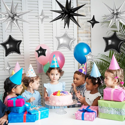 Black Silver Star Balloons, 22/18/10 Inch Foil Balloons, Four-Pointed Balloon - Image 6