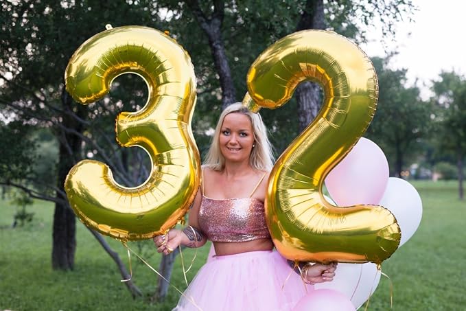 3 Balloon Numbers Party Decorations, 40In Gold Balloons - Image 4