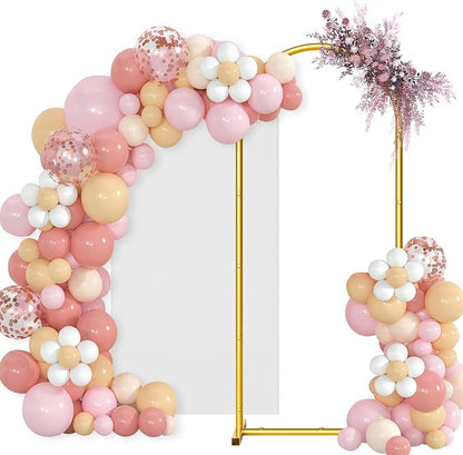Arch Backdrop Stand and Cover Set, 6 x 2.6FT Gold Metal Wedding Arch by CLUDPARK