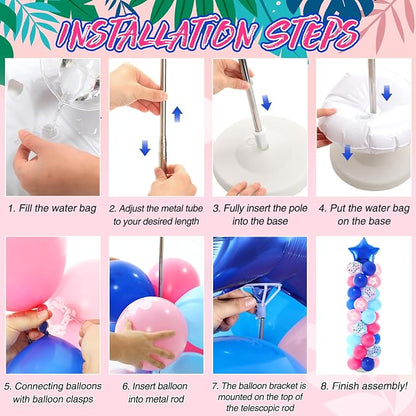 Seematn 2 Sets Pastel Blue and Pink Balloon Column Stand Kit - Image 3