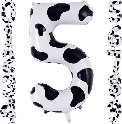 40" Cow Print Foil Number 5 Balloon by TNCDJKPA
