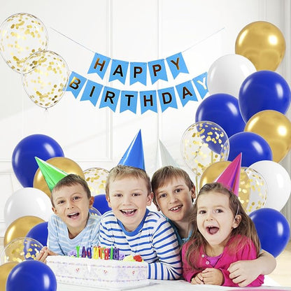 BAUANOOY Royal Blue Gold White balloons - Image 4