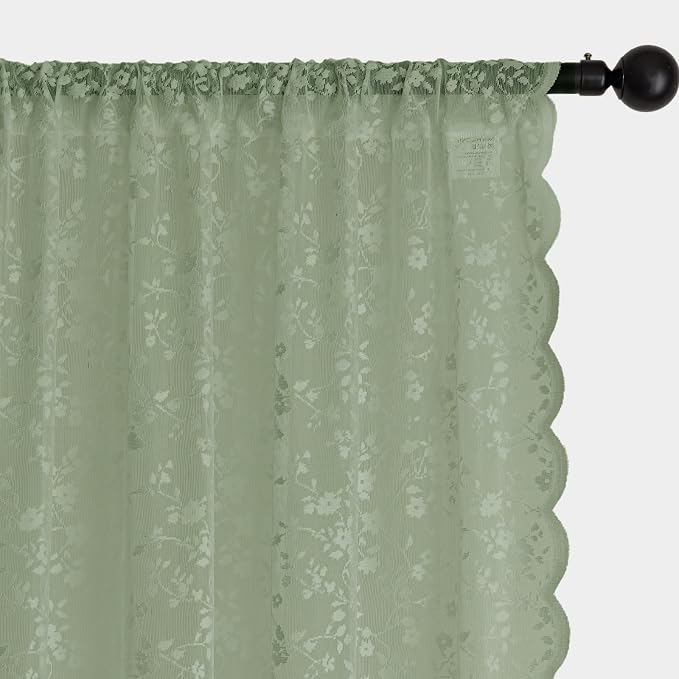 Anmao Vintage Lace Sheer Curtains 72 Inches Long - Image 6