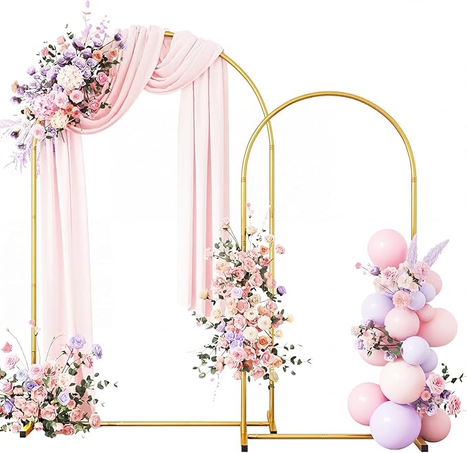 RUBFAC Wedding Arch Backdrop Stand, Metal Balloon Arch Stand | Gold Arch Stand by RUBFAC
